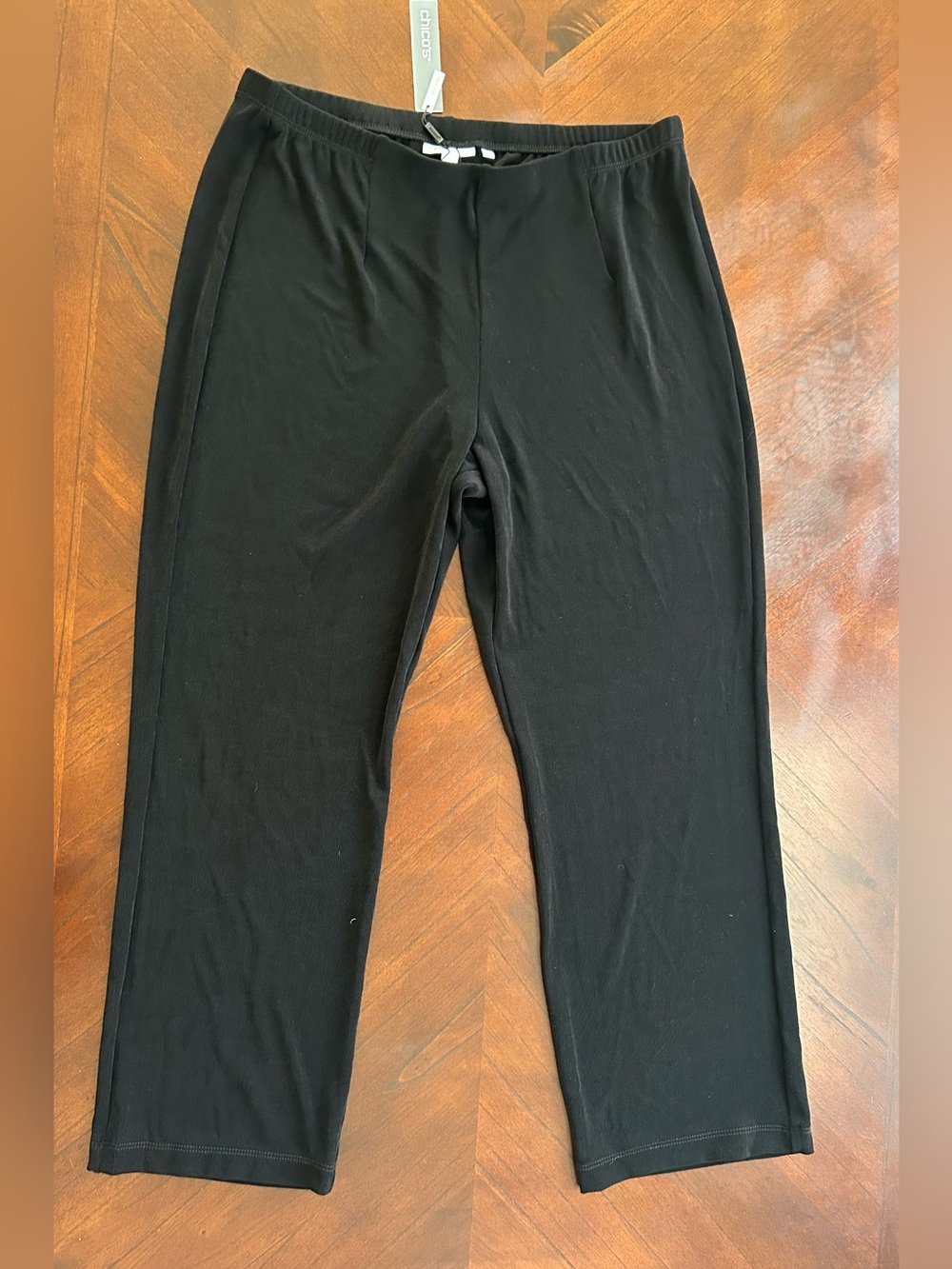 New Chico's Black Elastic-Waist Straight-Leg Jogger Pants size 2P